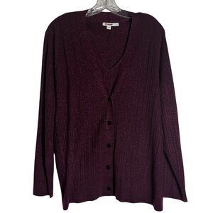 CHICO’s Burgundy Sparkling Cardigan Sweater Set — Mixed Sizes -- Career/Work